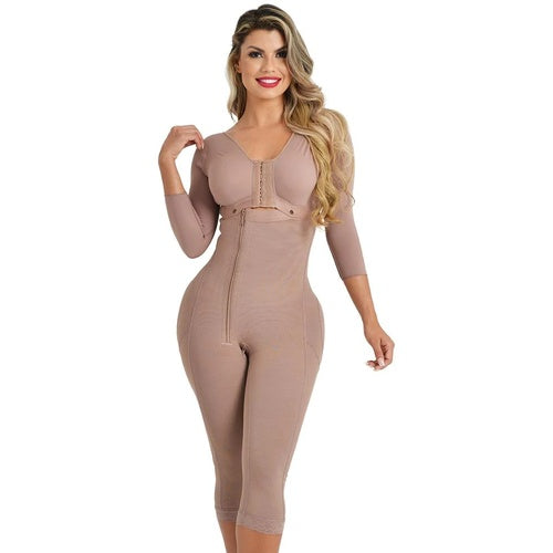FAJA CAPRI CON BRASIER Y MANGAS Y AJUSTE EN CIERRE CON REALCE MAXI POWERNET