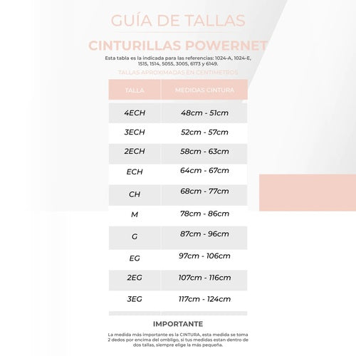 FAJA CINTURILLA 9 VARILLAS TALLE CORTO CON AJUSTE EN CIERRE POWERNET
