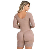 FAJA SHORT CON BRASIER Y MANGAS Y 3 FILAS DE BROCHES REALCE MAXI POWERNET